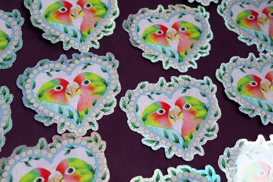 Love Birds Glitter Vinyl Sticker