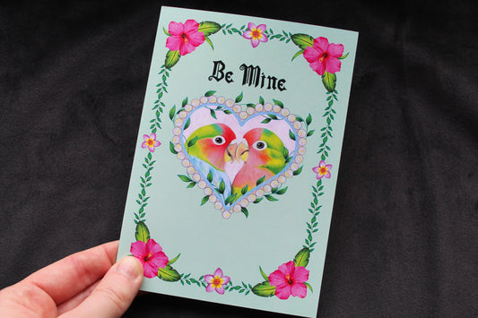 Be Mine Love Birds Greeting Card