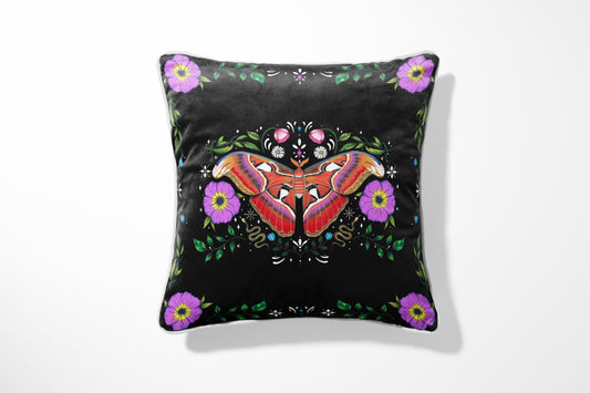 Atlas Moth Black Cushion Cover