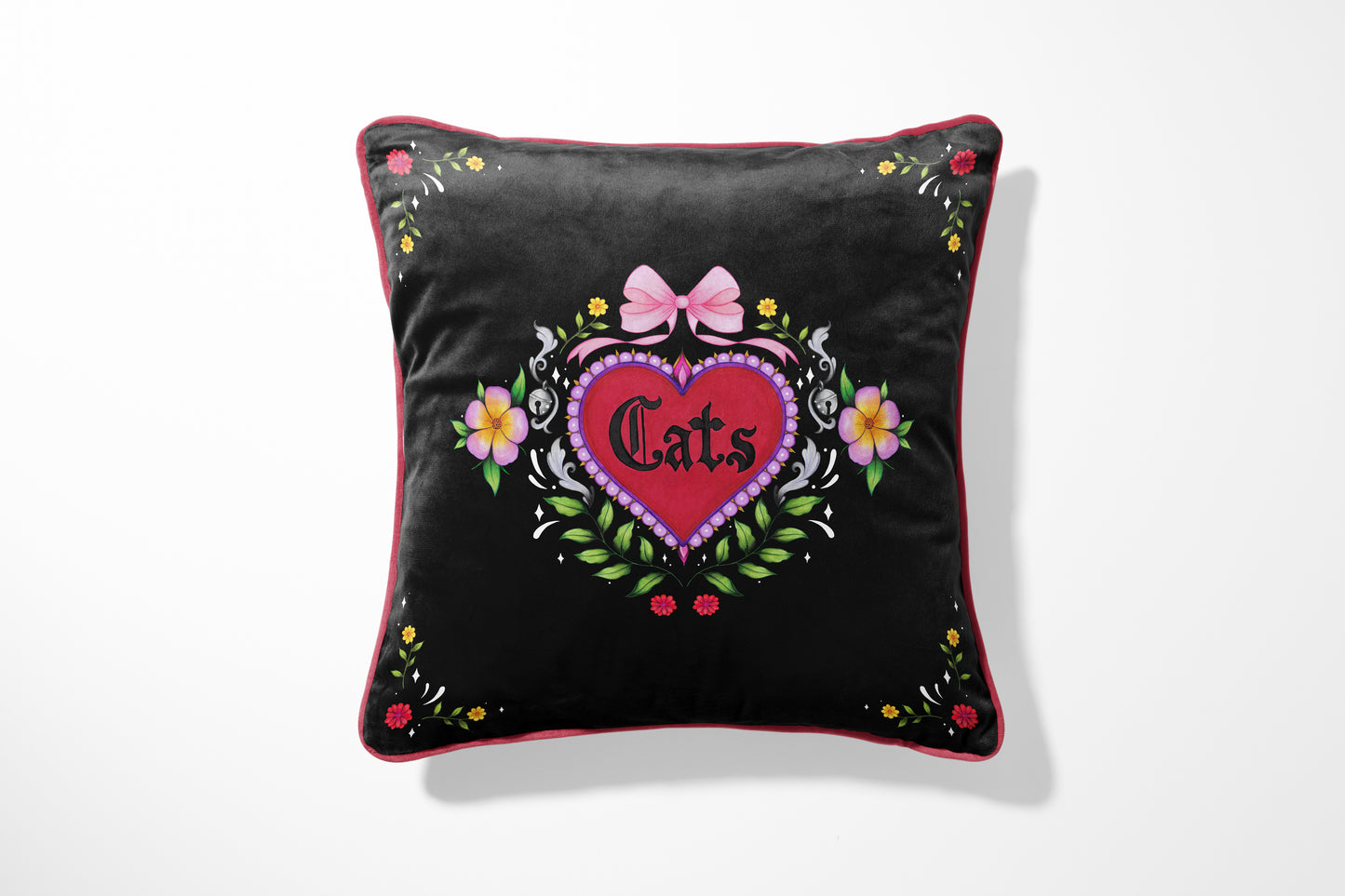Cats Black Cushion Cover