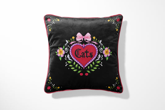 Cats Black Cushion Cover