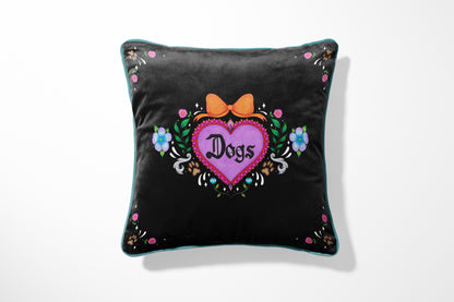Dogs Black Cushion Cover