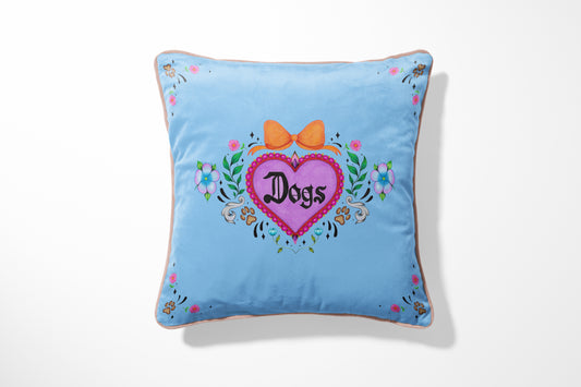 Dogs Sky Blue Cushion Cover