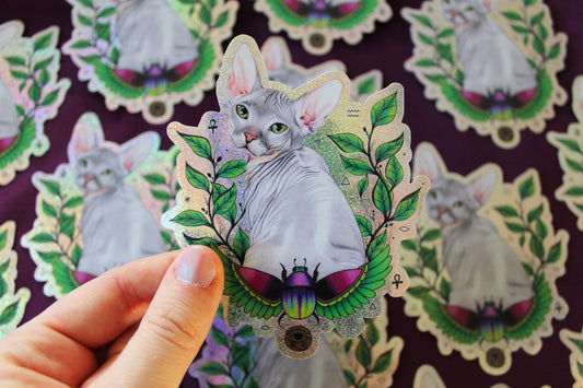 Sphynx Glitter Vinyl Sticker