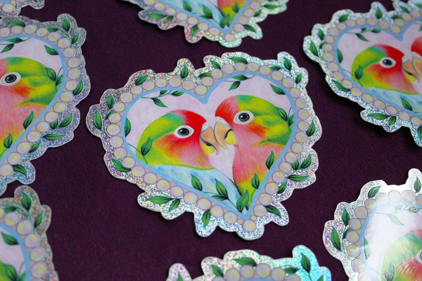 Love Birds Glitter Vinyl Sticker