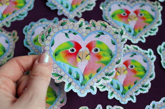 Love Birds Glitter Vinyl Sticker