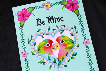 Be Mine Love Birds Greeting Card
