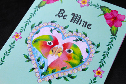 Be Mine Love Birds Greeting Card