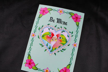 Be Mine Love Birds Greeting Card