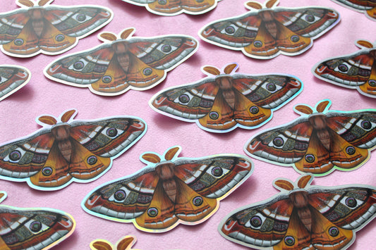 Emperor Moth Holographic Vinyl Sticker