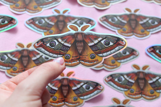 Emperor Moth Holographic Vinyl Sticker